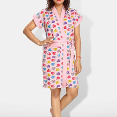 Be You Women Printed Cotton Anti-bacterial Super Soft Bath Robe With Belt