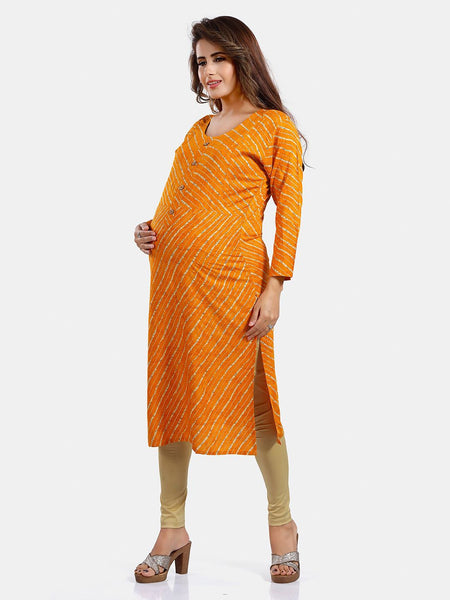 Be You Leheriya Printed Round Neck Kurta