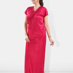 Be You V-Neck Satin Night Suit With Robe