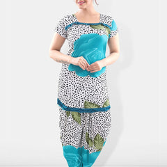 Be You Women Turquoise Blue & White Printed Night suit