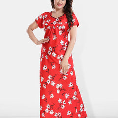 Be You Floral Printed Maxi Satin Maternity Nightdress