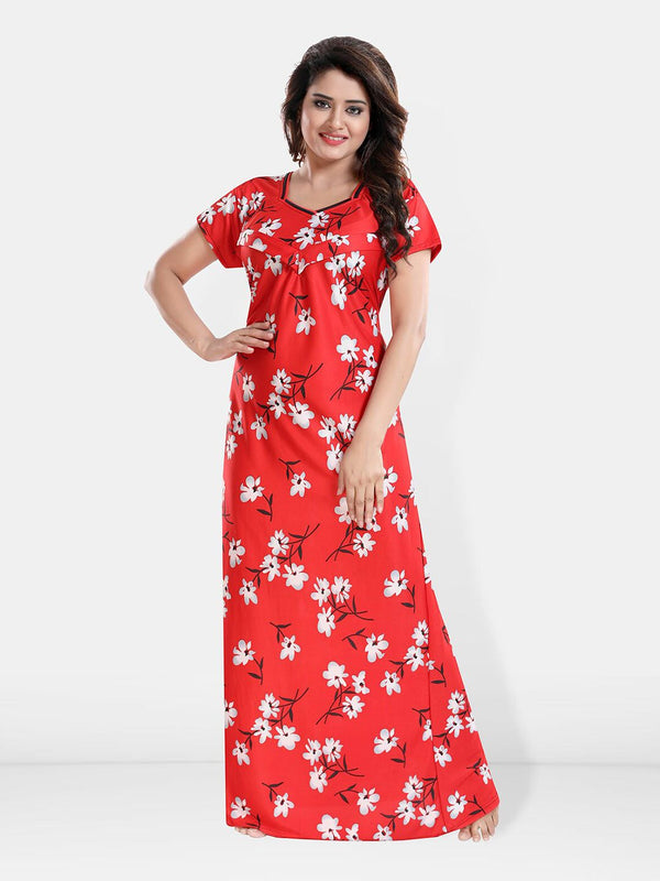 Be You Floral Printed Maxi Satin Maternity Nightdress