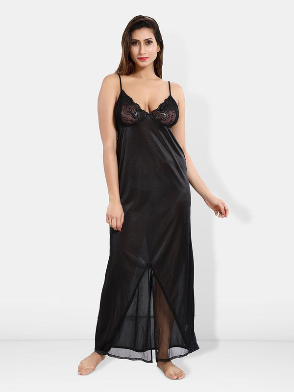 Be You V-Neck Maxi Satin Wrap Nightdress With Robe