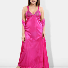 Be You Pack Of 6 Satin Maxi Wrap Nightdress With Lingerie Set