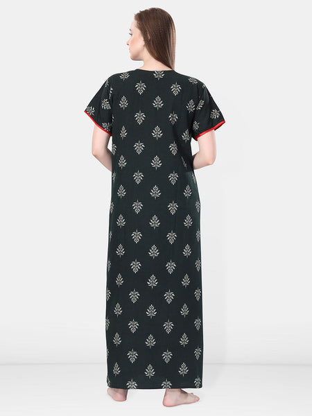Be You Green Embroidered Maxi Nightdress