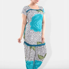 Be You Women Turquoise Blue & White Printed Night suit