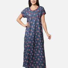 Be You Blue Printed Maxi Nightdress