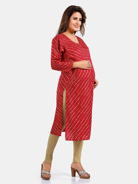 Be You Leheriya Printed Round Neck Kurta
