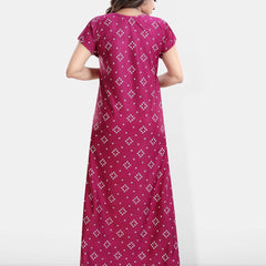 Be You Geometric Printed V-Neck Satin Maternity Maxi Nightdress