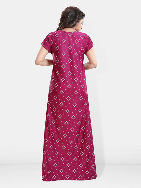 Be You Geometric Printed V-Neck Satin Maternity Maxi Nightdress