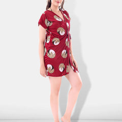 Be You Maroon Printed Nightdress