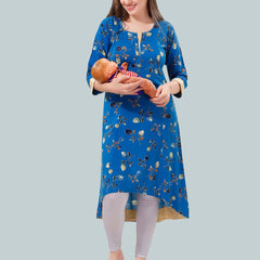 Be You Floral Printed Round Neck Maternity A-Line Kurta