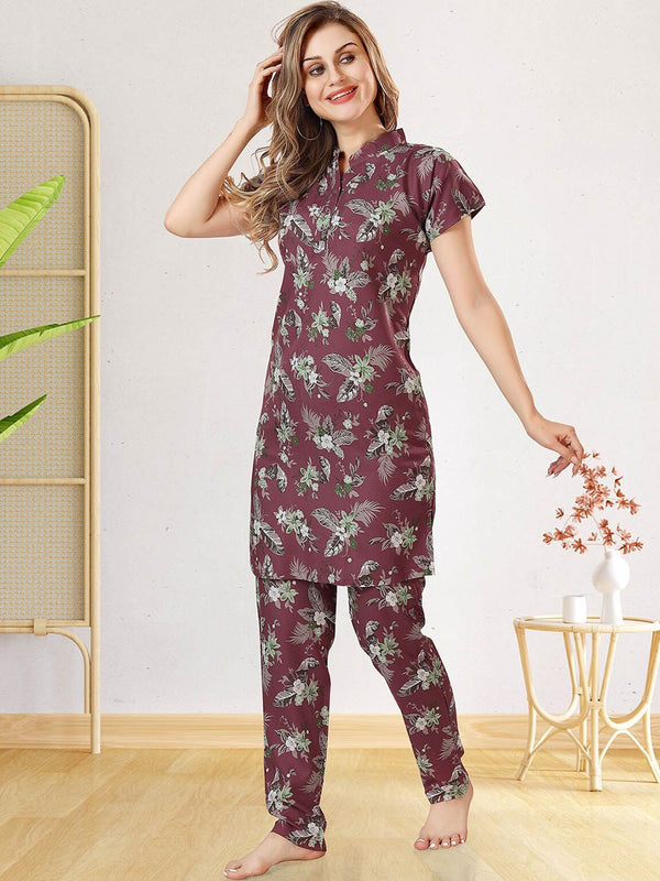 Be You Floral Printed Longline Night Suit
