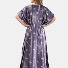 Be You Floral Printed Satin V-Neck Kaftan Nightdress