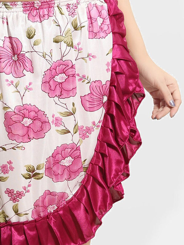 Be You Floral Printed Satin Night suit