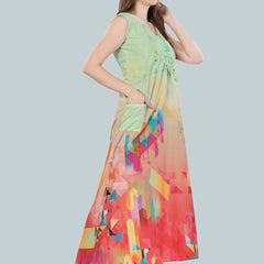 Be You Green Printed Maxi Nightdress