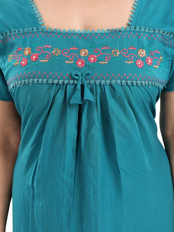 Be You Floral Embroidered Square Neck Maxi Sweat Nightdress
