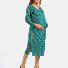 Be You Leheriya Printed Round Neck Kurta