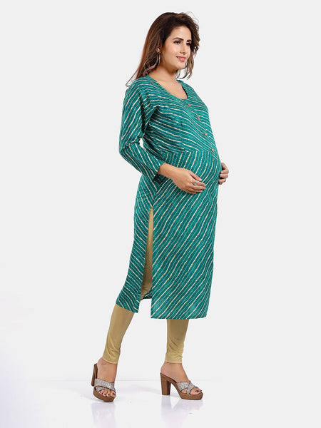 Be You Leheriya Printed Round Neck Kurta