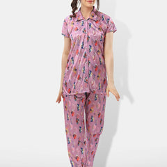 Be You Printed Satin Shirt With Pyjamas