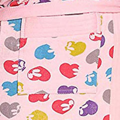 Be You Hearts Pink Conversational Cotton Drawstring Knee Length Bath Robe