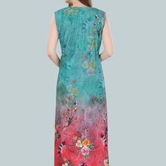 Be You Women Turquoise Blue Printed Maxi Nightdress BUF-GOWN-2361