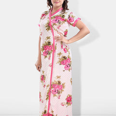 Be You Floral Printed Maxi Satin Nightdress With Robe