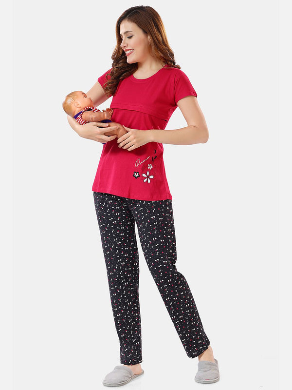 Be You Conversational Printed Maternity Night Suit
