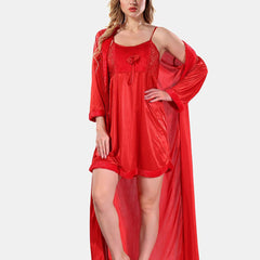 Be You V-Neck Long Sleevs Satin Maxi Nightdress With Robe