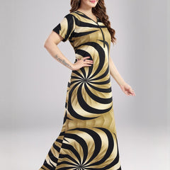 Be You Sarina Satin Spiral Printed Maxi Nightdress