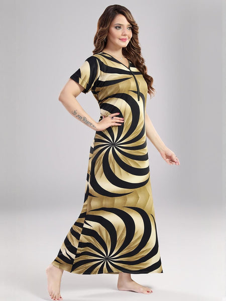 Be You Sarina Satin Spiral Printed Maxi Nightdress
