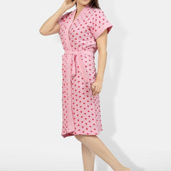 Be You Women Printed Cotton Anti-bacterial Super Soft Bath Robe With Belt