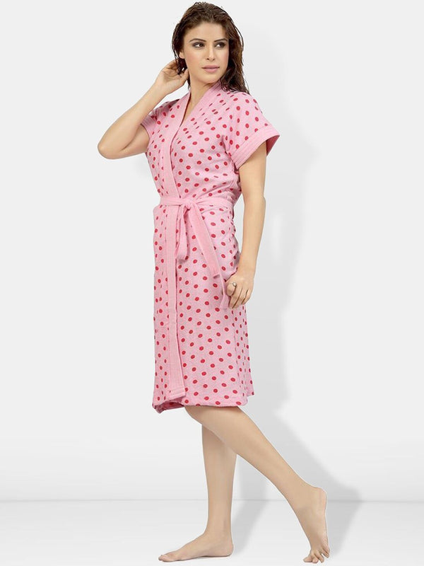Be You Women Printed Cotton Anti-bacterial Super Soft Bath Robe With Belt