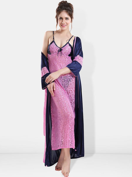 Be You Shoulder Straos Lace Detail Maxi Nightdress With Robe