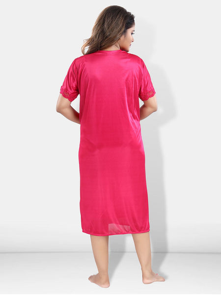 Be You Women Pink Nightdress with Robe