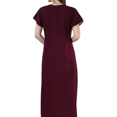 Be You Burgundy Embroidered Maxi Nightdress