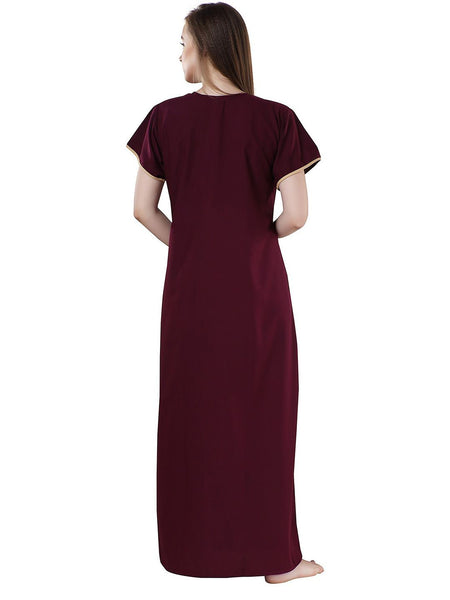 Be You Burgundy Embroidered Maxi Nightdress