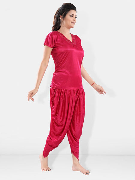 Be You V-Neck Satin Night Suit With Robe