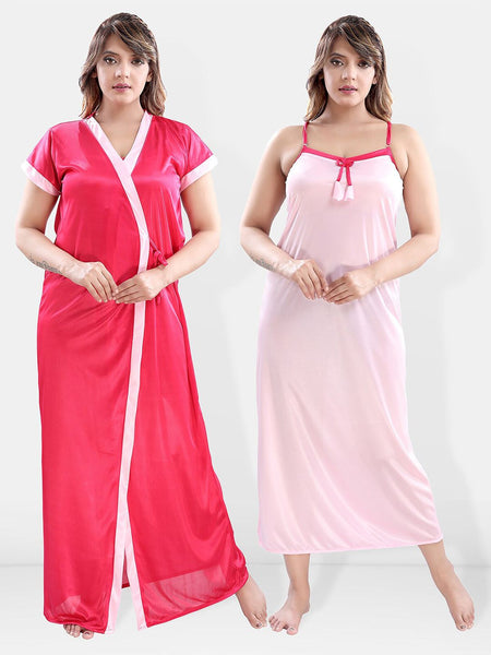 Be You V-Neck Satin Maxi Nightdress with Robe