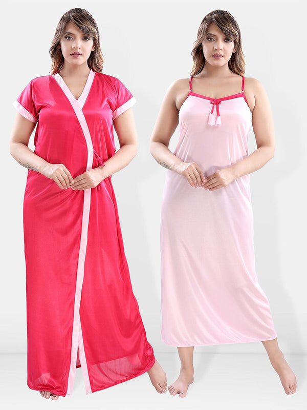 Be You V-Neck Satin Maxi Nightdress with Robe