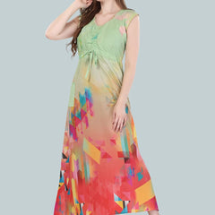 Be You Green Printed Maxi Nightdress