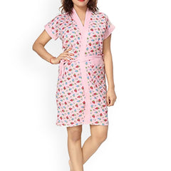 Be You Women Printed Cotton Anti-bacterial Super Soft Bath Robe With Belt