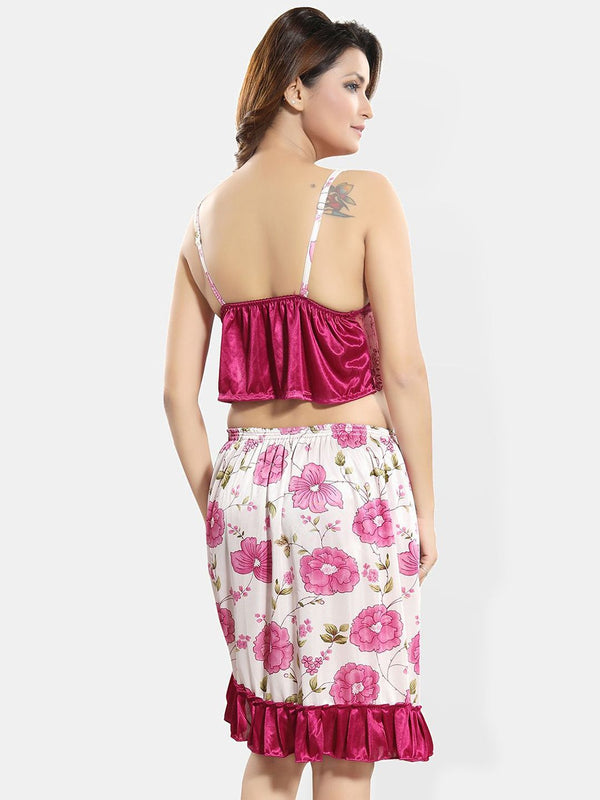 Be You Floral Printed Satin Night suit