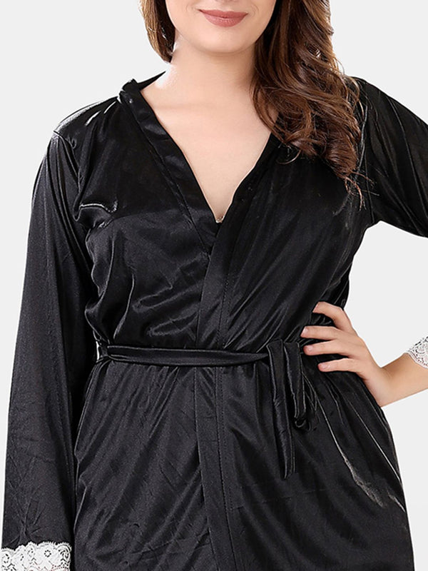 Be You Floral Lace Satin Night Dress With Robe