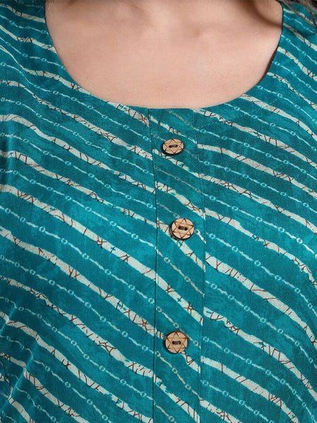 Be You Leheriya Printed Round Neck Kurta