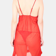 Be You Shoulder Straps Net Nightdress With Robe