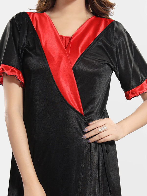 Be You Short Sleeves Satin Maxi Robe