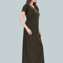 Be You Green Printed Maxi Nightdress