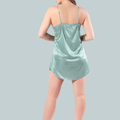 Be You Green Solid Satin Nightdress
