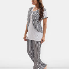 Be You Striped Satin Night Suit